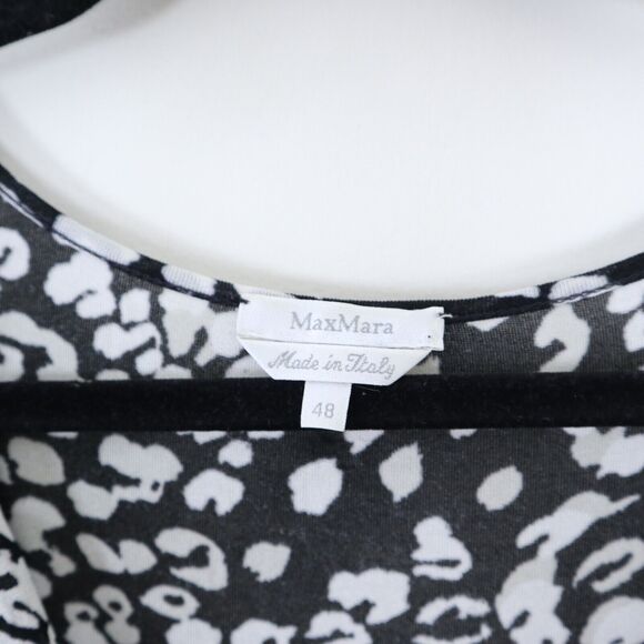 Max Mara IT 42 US 8 Soft Jersey Knit Tie Waist V Neck Dress Black Leopard Print - Picture 3 of 10